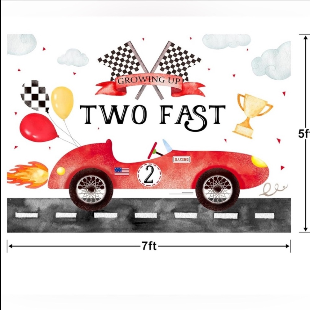 Amazon,Birthday party supplies,back drop,balloons Race theme “Growing up 2 fast”
